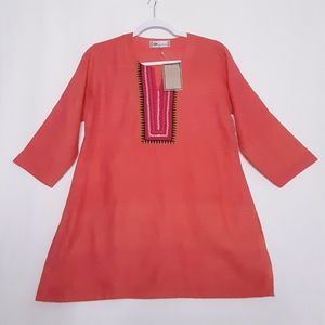 Westside Womens Tangerine Orange Tunic Blouse Size Medium